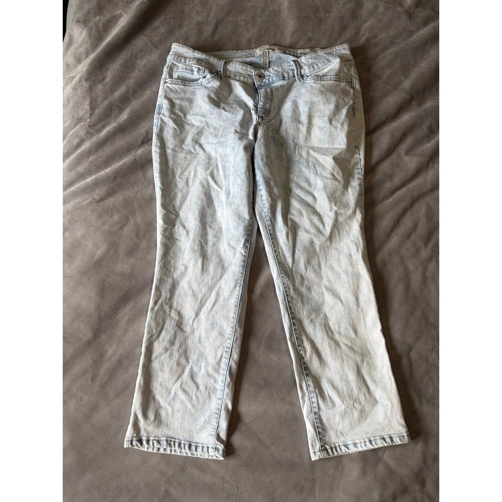 Jessica Simpson Arrow Straight Jeans Light Acid Wash Blue Denim Plus Size 16W